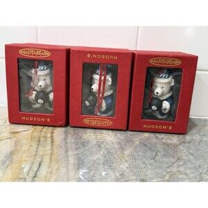3 Vtg 1999 Hudson's Fifteen Years Santa Bear Xmas Tree Ornament New NIB $8Ea